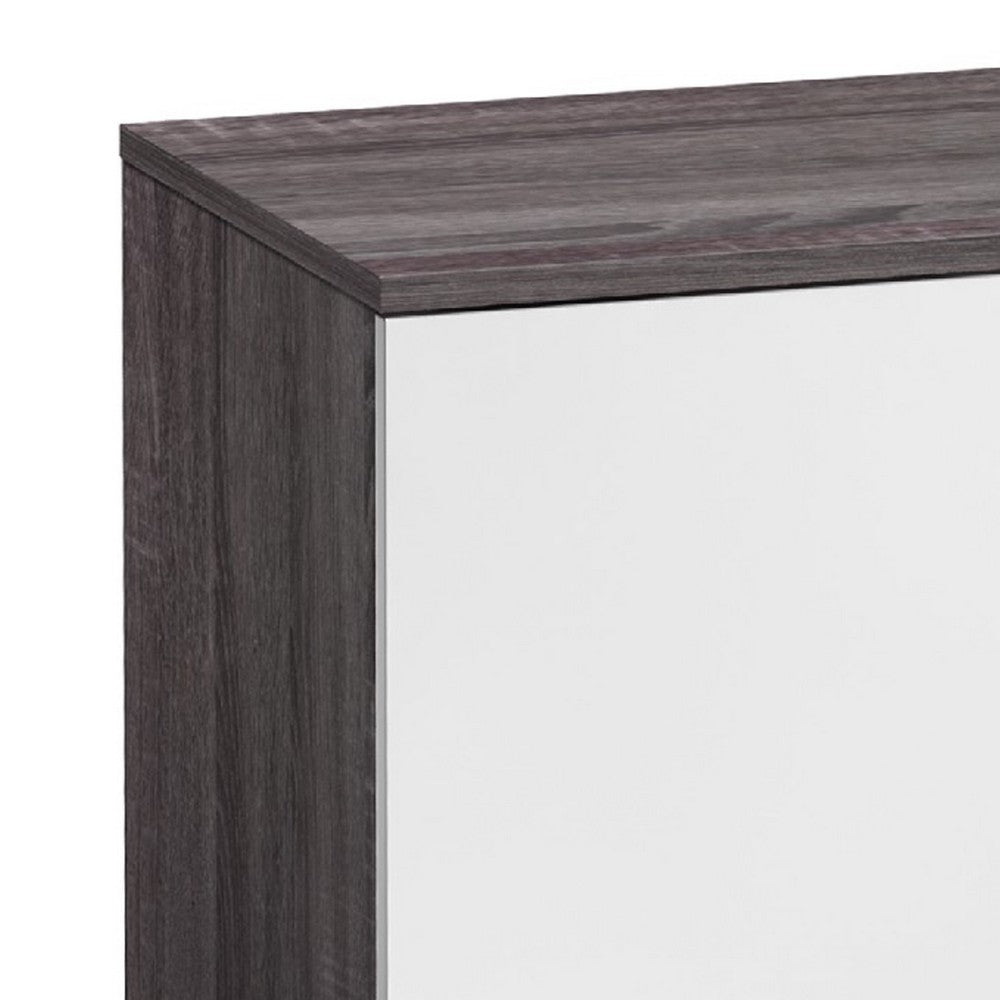 Donna TV Stand Media Console with 2 Door Cabinet | Dark Gray-White Wood 63"