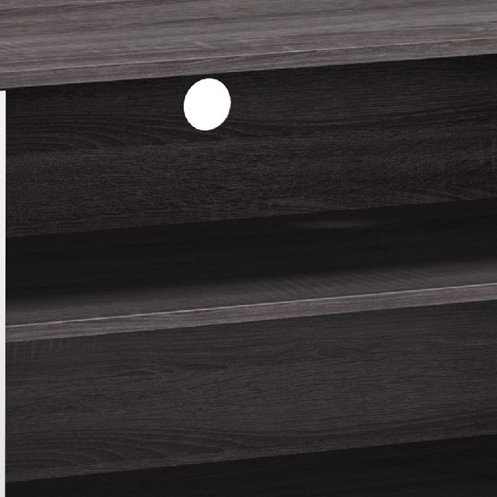 Donna TV Stand Media Console with 2 Door Cabinet | Dark Gray-White Wood 63"