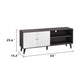 Donna TV Stand Media Console with 2 Door Cabinet | Dark Gray-White Wood 63"