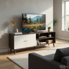 Donna TV Stand Media Console with 2 Door Cabinet | Dark Gray-White Wood 63"