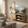 Donna TV Stand Media Console | Shelves and 2 Door Cabinet | Oak Gray Wood 63"