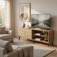 Donna TV Stand Media Console | Shelves and 2 Door Cabinet | Oak Gray Wood 63"
