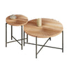 Covey 2Pc Coffee and End Table Set with Radial Pattern | Natural Wood