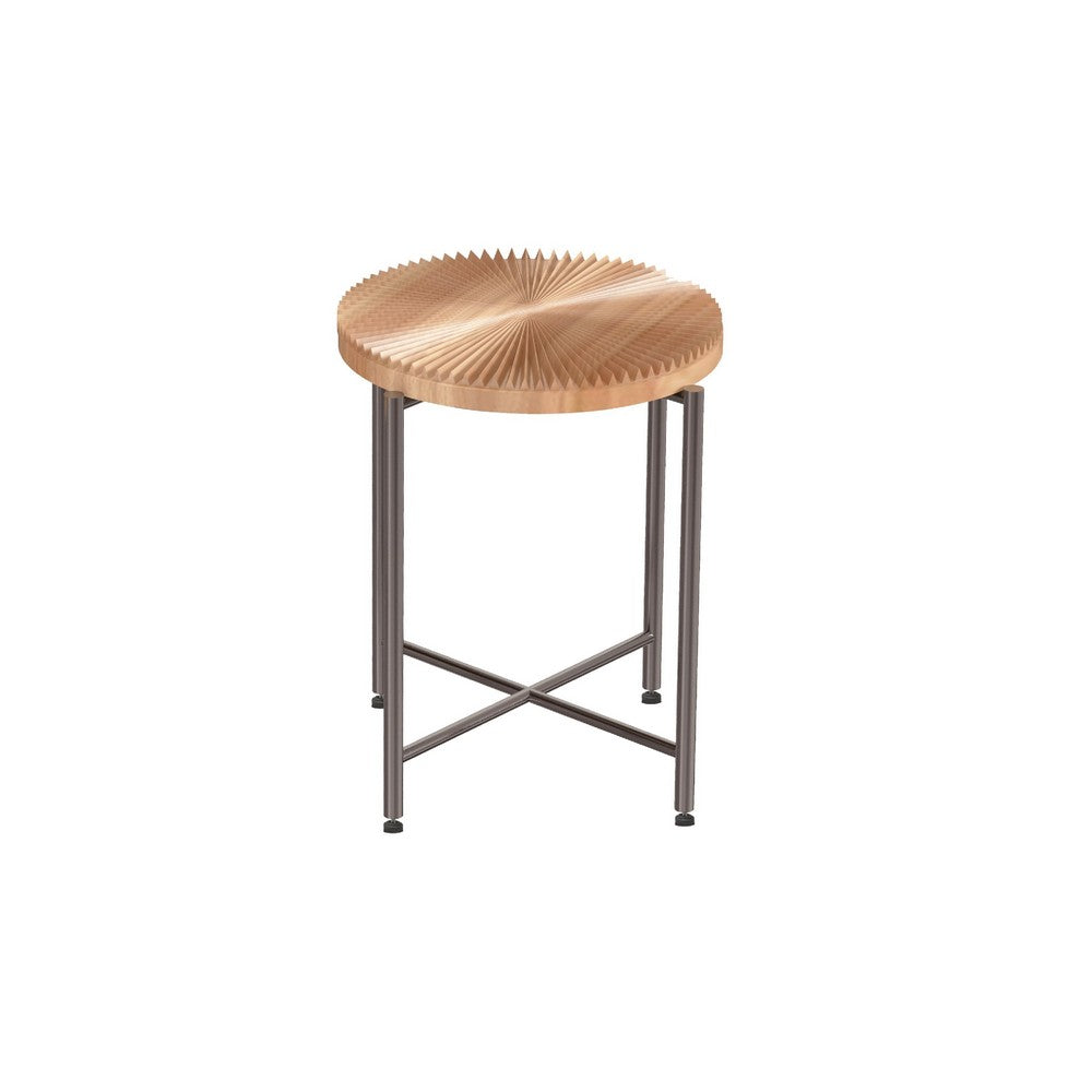 Covey 2Pc Coffee and End Table Set with Radial Pattern | Natural Wood