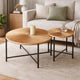 Covey 2Pc Coffee and End Table Set with Radial Pattern | Natural Wood