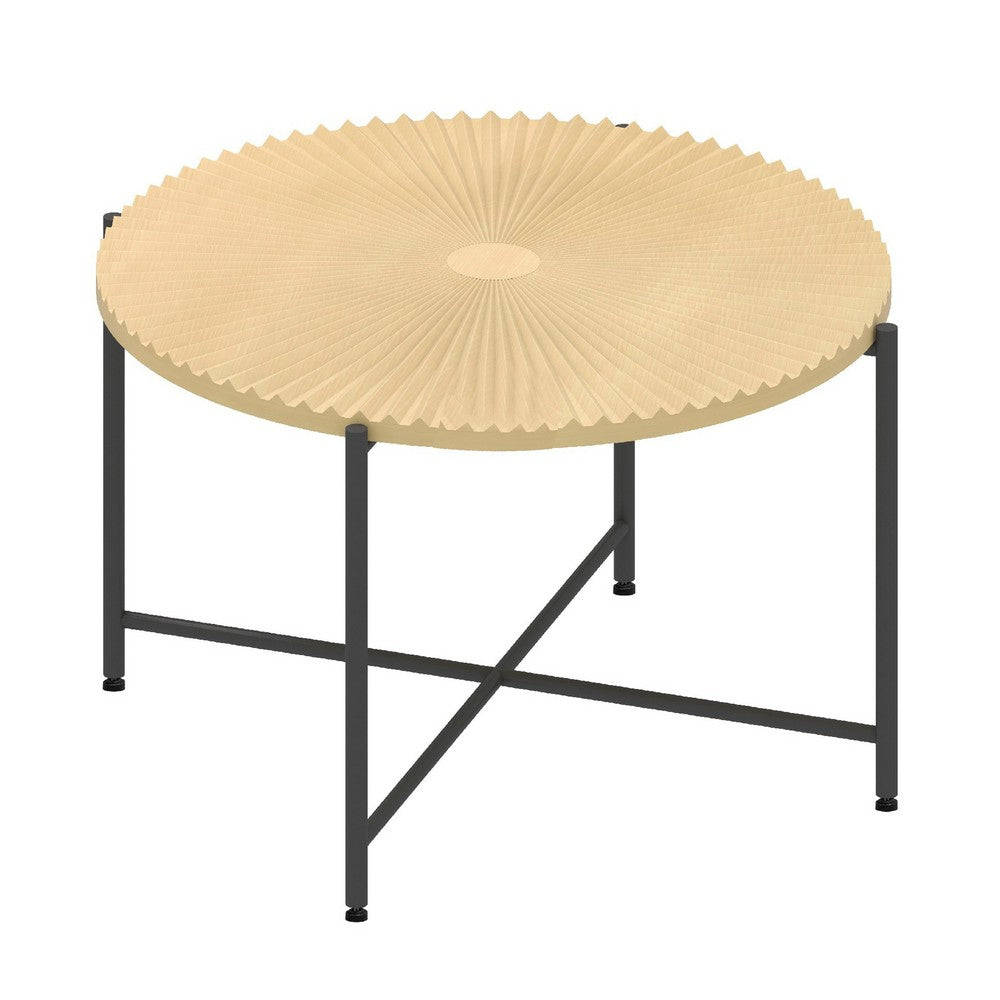 Covey 2Pc Coffee and End Table Set | Radial Pattern | Light Oak Top