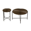 Covey 2Pc Coffee and End Table Set with Radial Pattern | Walnut Wood