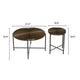 Covey 2Pc Coffee and End Table Set with Radial Pattern | Walnut Wood