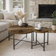 Covey 2Pc Coffee and End Table Set with Radial Pattern | Walnut Wood