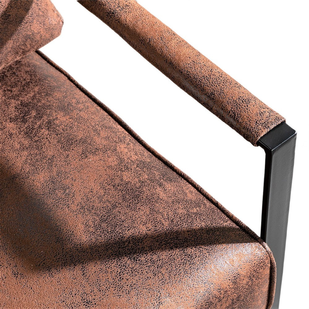 Kriya Accent Lounge Arm Chair with Black Metal Frame | Brown Microfiber