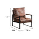 Kriya Accent Lounge Arm Chair with Black Metal Frame | Brown Microfiber