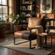 Kriya Accent Lounge Arm Chair with Black Metal Frame | Brown Microfiber
