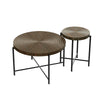 Sierra 2Pc Coffee and End Table Set | Carved Ring Pattern | Walnut Top