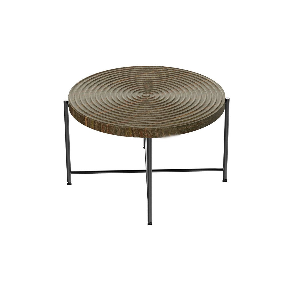 Sierra 2Pc Coffee and End Table Set | Carved Ring Pattern | Walnut Top
