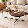 Sierra 2Pc Coffee and End Table Set | Carved Ring Pattern | Walnut Top