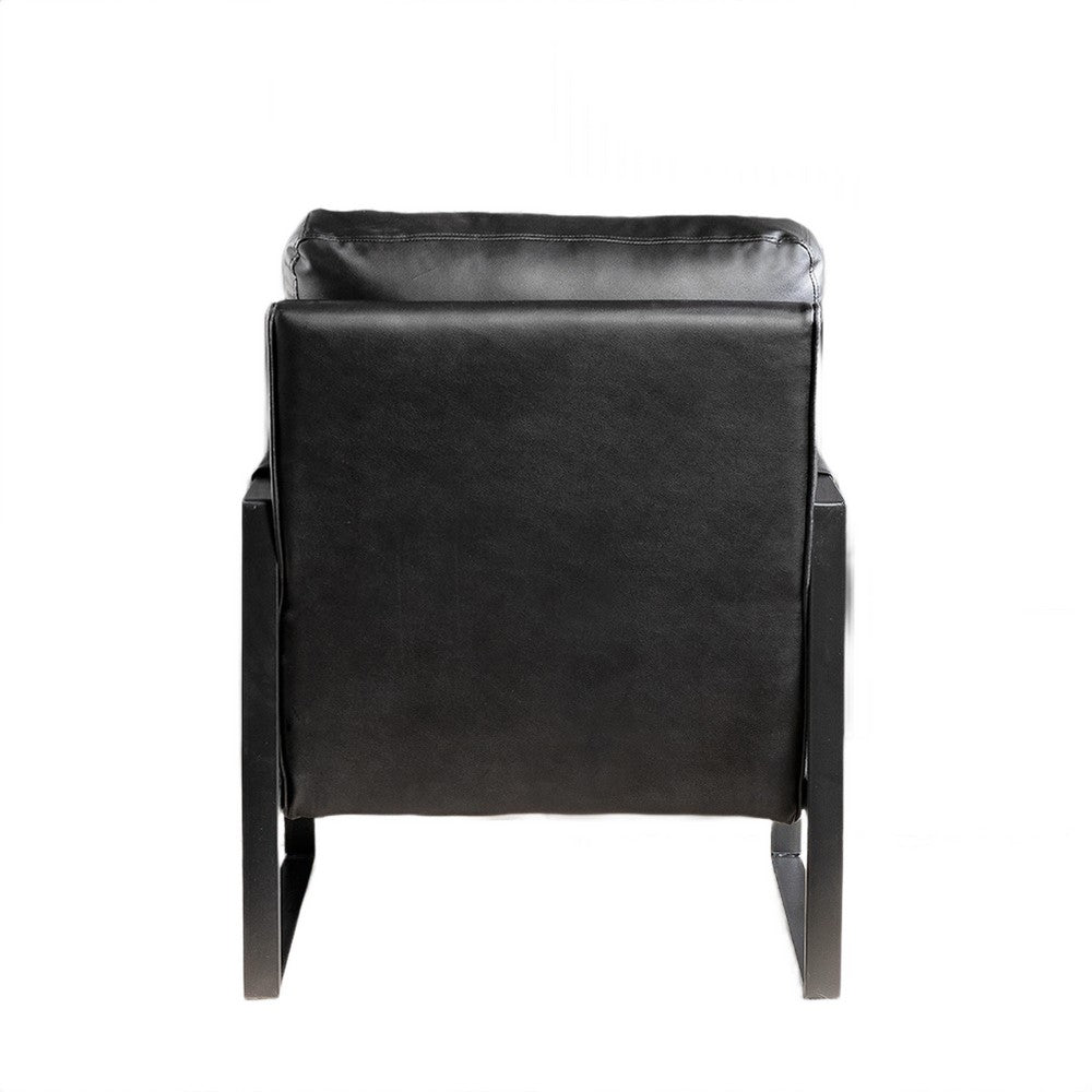 Kriya Accent Lounge Arm Chair with Black Metal Frame | Black Vegan Leather