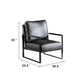 Kriya Accent Lounge Arm Chair with Black Metal Frame | Black Vegan Leather