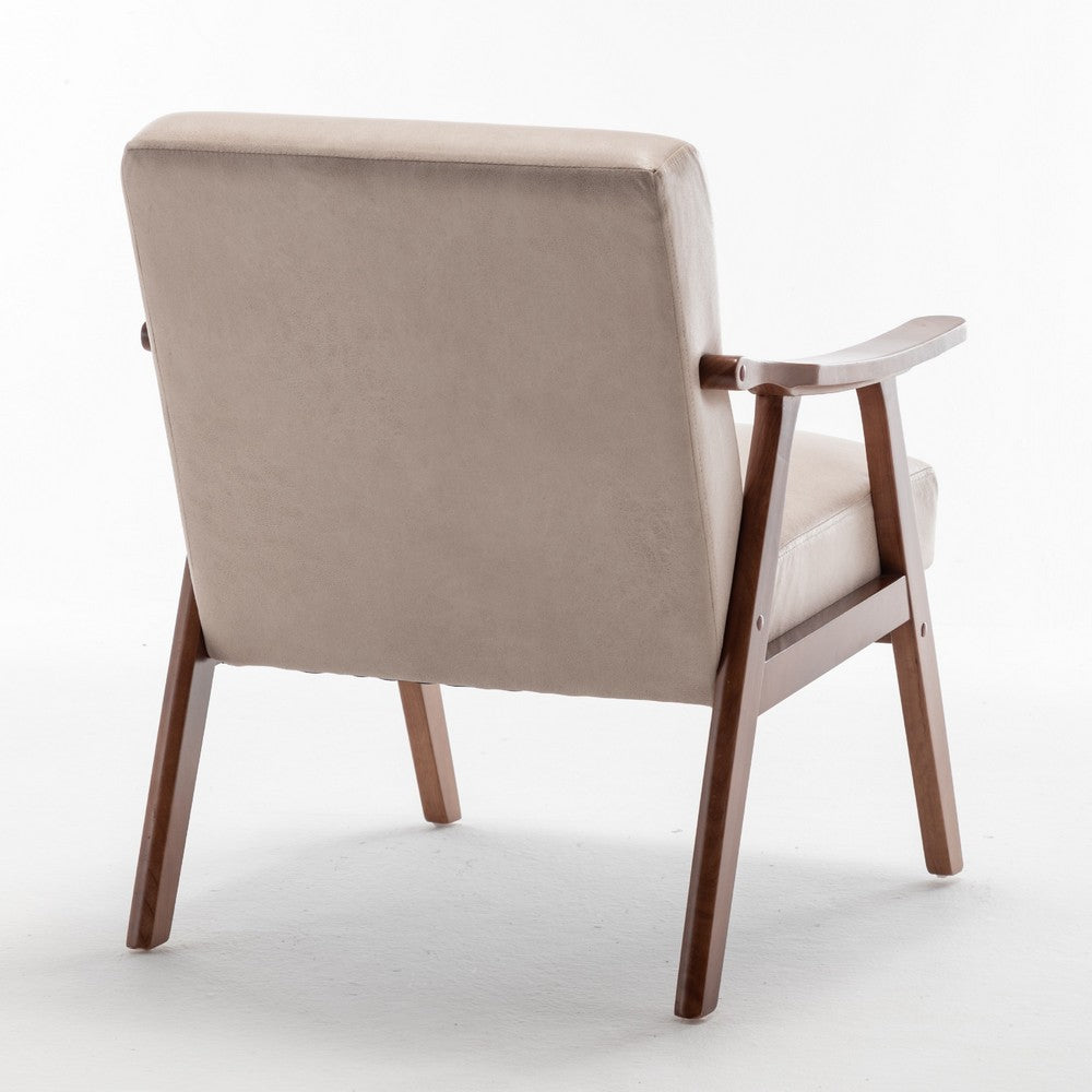Ryno Mid-Century Accent Chair | Natural Wood Frame | Camel Microfiber