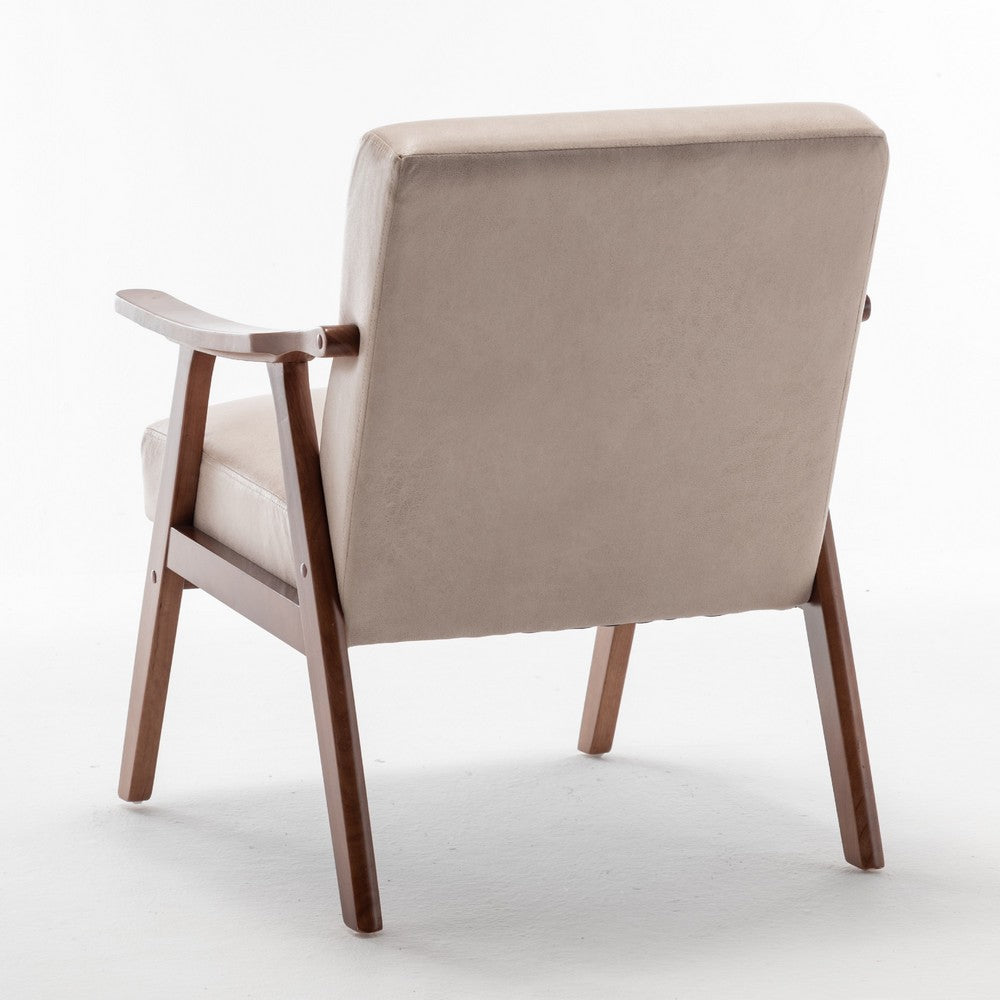 Ryno Mid-Century Accent Chair | Natural Wood Frame | Camel Microfiber