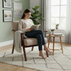 Ryno Mid-Century Accent Chair | Natural Wood Frame | Camel Microfiber