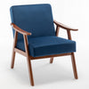 Ryno Mid-Century Accent Chair | Natural Wood Frame | Dark Blue Velvet