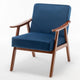 Ryno Mid-Century Accent Chair | Natural Wood Frame | Dark Blue Velvet