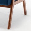 Ryno Mid-Century Accent Chair | Natural Wood Frame | Dark Blue Velvet