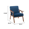 Ryno Mid-Century Accent Chair | Natural Wood Frame | Dark Blue Velvet
