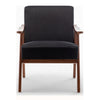 Ryno Mid-Century Accent Chair with Natural Wood Frame | Black Velvet