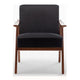 Ryno Mid-Century Accent Chair with Natural Wood Frame | Black Velvet