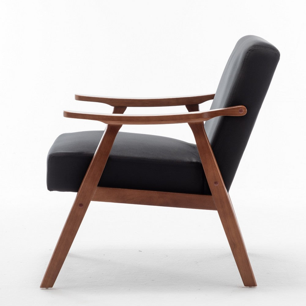 Ryno Mid-Century Accent Chair with Natural Wood Frame | Black Velvet