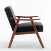 Ryno Mid-Century Accent Chair with Natural Wood Frame | Black Velvet