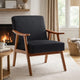 Ryno Mid-Century Accent Chair with Natural Wood Frame | Black Velvet