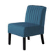 Revvy Accent Chair Set of 2 | Black Wood | Blue Channel-Tufted Velvet