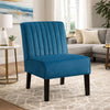 Revvy Accent Chair Set of 2 | Black Wood | Blue Channel-Tufted Velvet