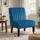 Revvy Accent Chair Set of 2 | Black Wood | Blue Channel-Tufted Velvet