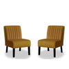 Revvy Accent Chair Set of 2 | Black Wood | Yellow Channel-Tufted Velvet