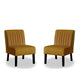 Revvy Accent Chair Set of 2 | Black Wood | Yellow Channel-Tufted Velvet