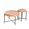 Sierra 2Pc Coffee and End Table Set | Carved Ring Pattern | Natural Wood