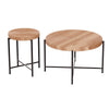 Sierra 2Pc Coffee and End Table Set | Carved Ring Pattern | Natural Wood