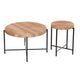 Sierra 2Pc Coffee and End Table Set | Carved Ring Pattern | Natural Wood