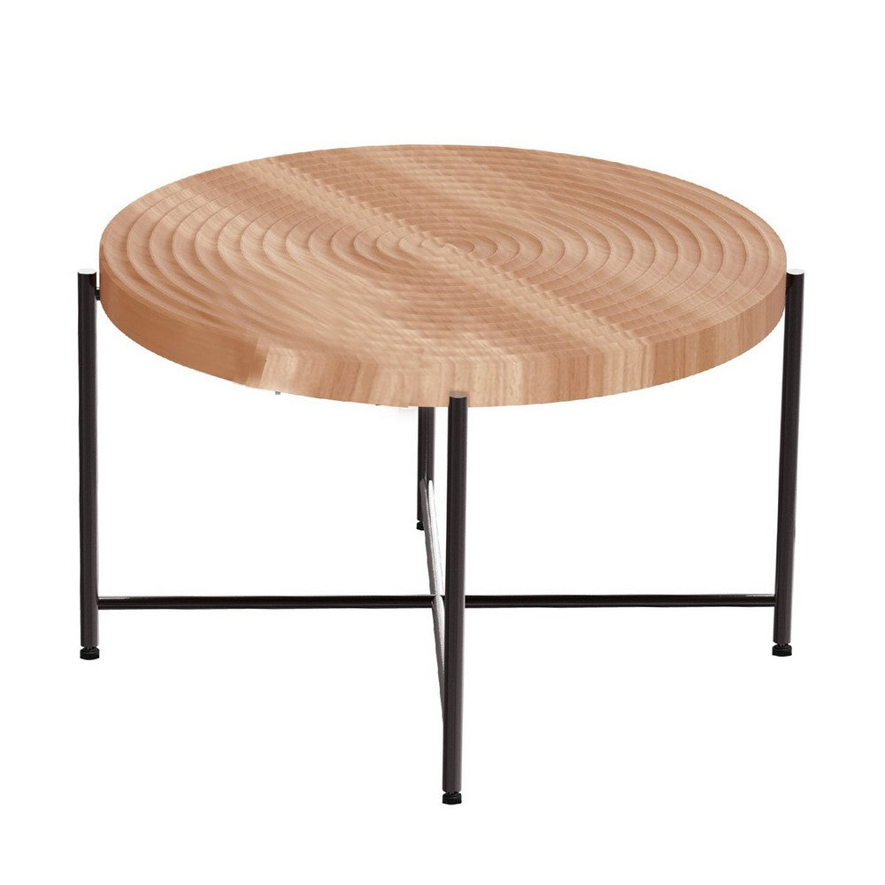 Sierra 2Pc Coffee and End Table Set | Carved Ring Pattern | Natural Wood