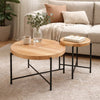 Sierra 2Pc Coffee and End Table Set | Carved Ring Pattern | Natural Wood