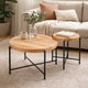 Sierra 2Pc Coffee and End Table Set | Carved Ring Pattern | Natural Wood