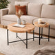Sierra 2Pc Coffee and End Table Set | Carved Ring Pattern | Natural Wood