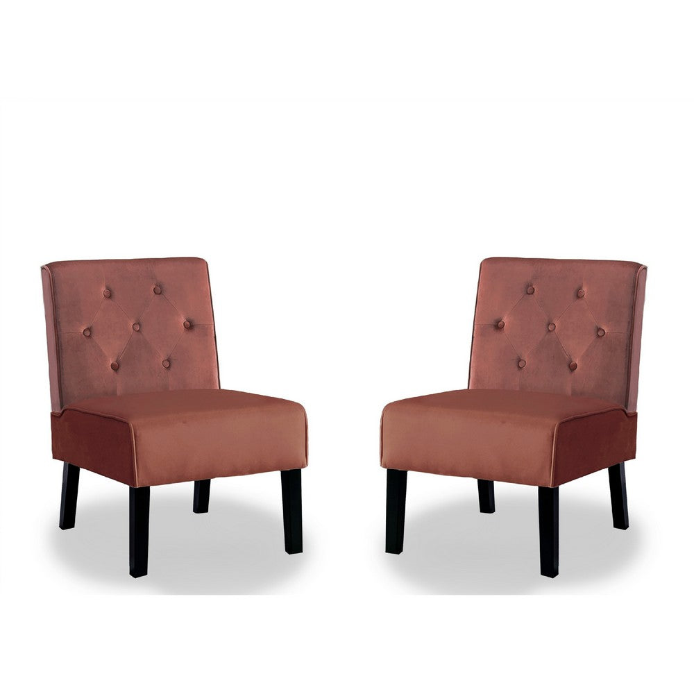 Revvy Armless Chair with Tapered Legs | Set of 2 | Gray Tufted Velvet