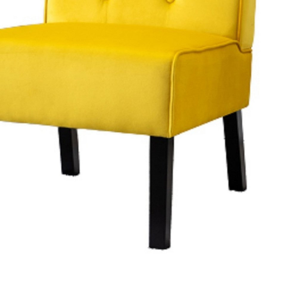 Revvy Armless Chair with Tapered Legs | Set of 2 | Yellow Tufted Velvet