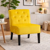 Revvy Armless Chair with Tapered Legs | Set of 2 | Yellow Tufted Velvet