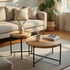 Sierra 2Pc Coffee and End Table Set | Ring Pattern | Oak-Antique White
