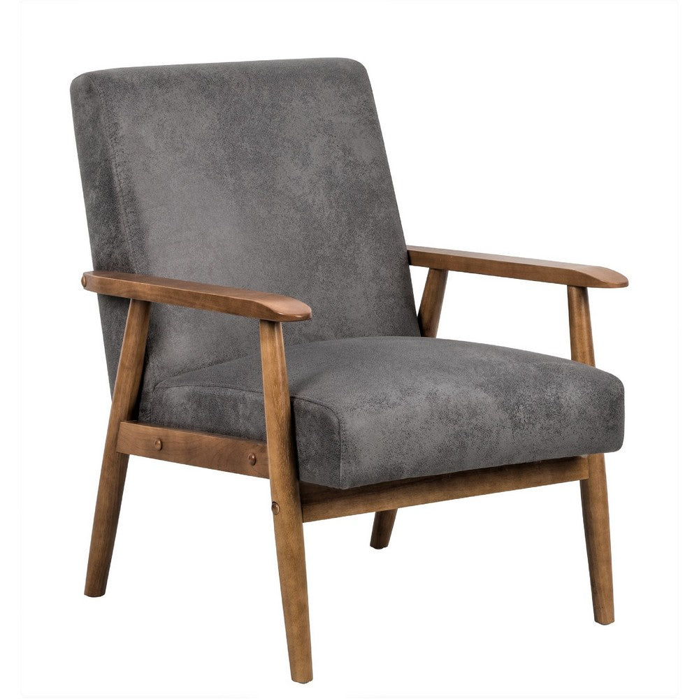 Myra Accent Armchair with Modern Design | Solid Wood | Gray Microfiber